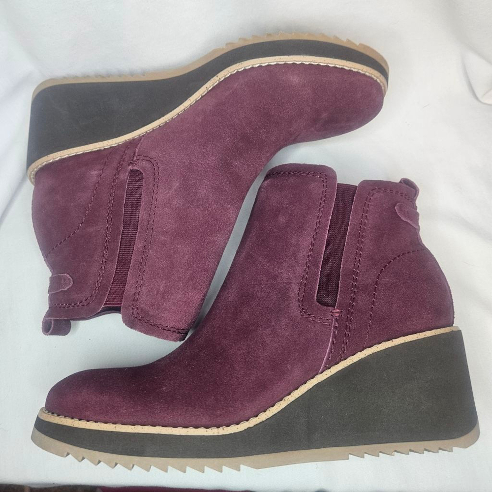 Earth Cleia Dark Red Slip-On Round Toe Casual Wedge Booties NWT Sz 7.5 - Picture 6 of 9